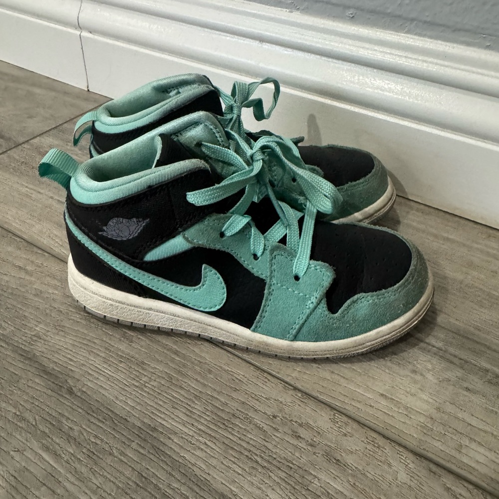 Nike Air Jordan 1 Size 9c baby toddler Mid Retro GG Blk Purple Turquoise